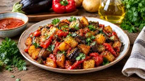Баклажаны, картошка и перец: готовим турецкую закуску «Шакшука» — пряное блюдо с восточным характером