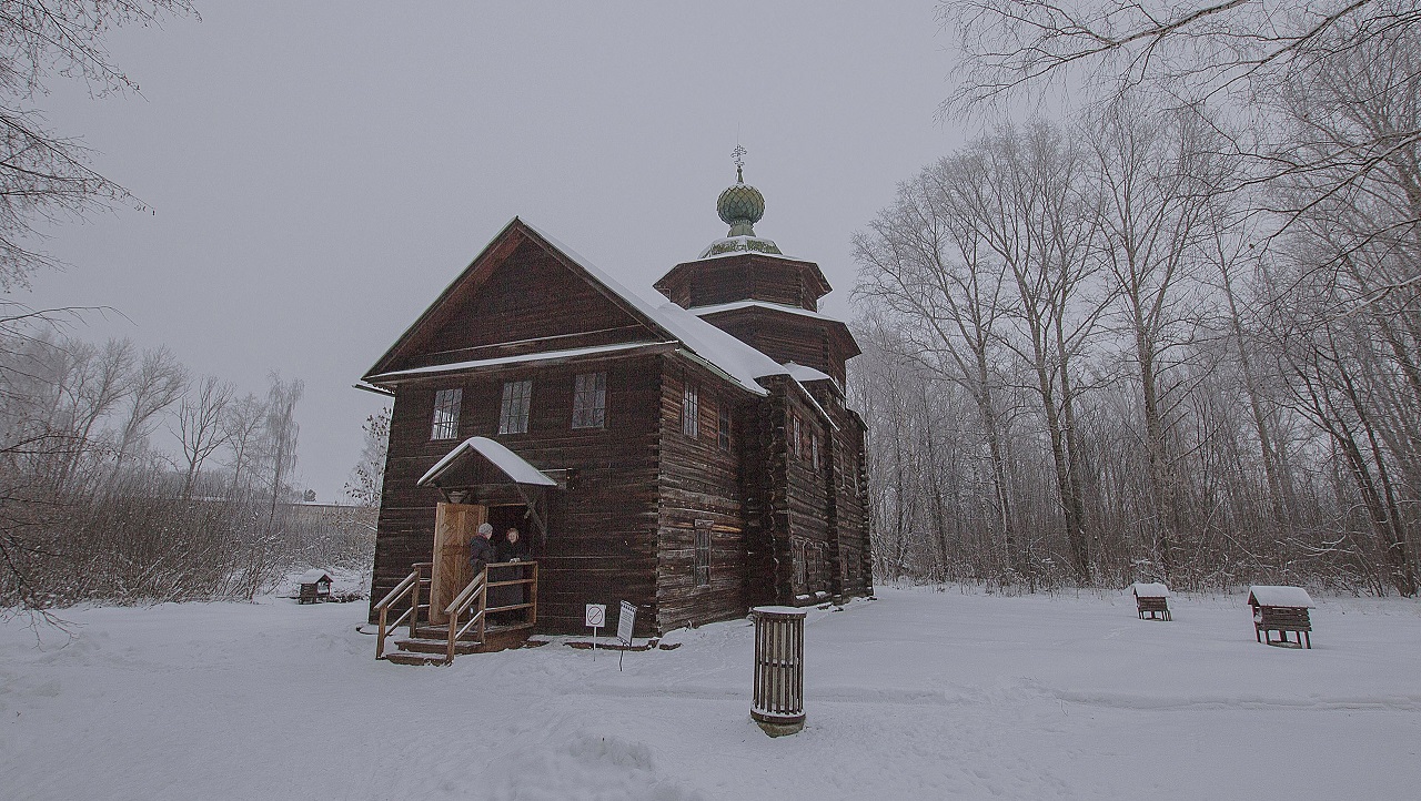 Церковь Ильи Пророка из села Верхний Березовец, музей деревянного зодчества в Костроме 